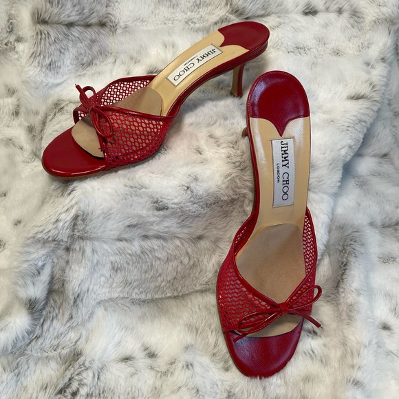 Jimmy Choo Shoes - Jimmy Choo Montana Red Kitten Heels Size 36